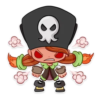 😡 Pirat, wütend, Cartoon, Figur, Schädel, Hut whatsapp sticker