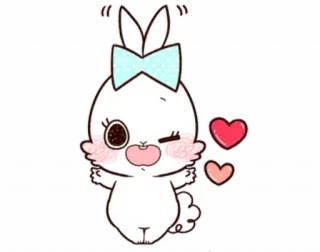 🥰 coelho, fofo, kawaii, desenho animado, animal, corações telegram sticker