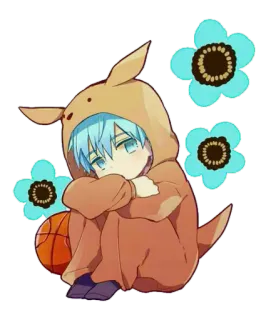 🐱 Аниме, Чиби, Кенгуру, Кигуруми, Синие волосы, Баскетбол telegram sticker
