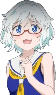 😅 Anime, Cô gái, Hoạt hình, Nhân vật, Kính, Dễ thương, Nụ cười telegram sticker