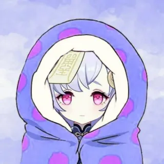 🌊 Qiqi Genshin Impact Anime, Videogame, Schattig, Paars, Vrouwelijk whatsapp sticker