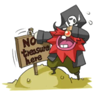 😶 NO treasure here bajak laut, harta karun, kartun, tanda, tidak ada harta whatsapp sticker