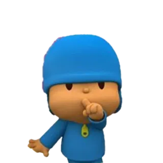 😶 Pocoyo Cartoon, Figur, Finger, Pssst, Stille telegram sticker