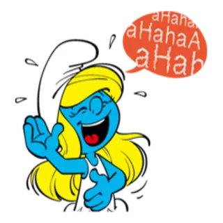 🤣 Smurfette The Smurfs Haha smurfette, smurfs, desenho animado, rindo, feliz telegram sticker