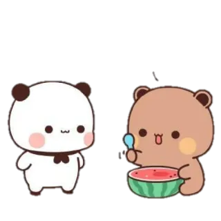🤗 oso, panda, sandía, lindo, dibujos animados, comida, dulce, kawaii whatsapp sticker