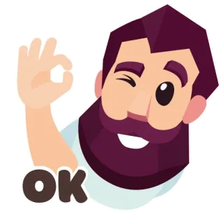 👌 OK oke, ok, setuju, persetujuan, pria berjenggot, gestur whatsapp sticker
