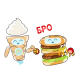 🤝 glace, burger, nourriture, dessin animé, personnage whatsapp sticker