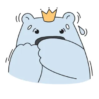 😨 หมี, สัตว์, กลัว, มงกุฎ, การ์ตูน, กังวล telegram sticker