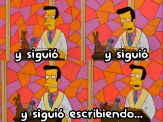 😴 Reverend Lovejoy The Simpsons y siguió
y siguió
y siguió escribiendo... ザ・シンプソンズ, ラブジョイ牧師, 教会, スペイン語, ミーム telegram sticker