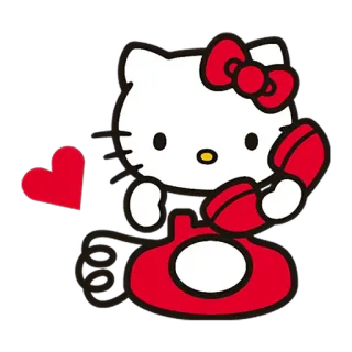 📲 Hello Kitty cat, cartoon, kawaii, phone, red telegram sticker