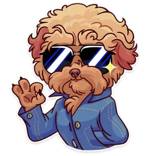 👌 perro, gafas de sol, dibujos animados, animal, mascota, guay, ilustración whatsapp sticker