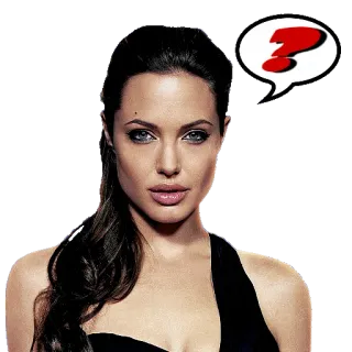 ❓ Angelina Jolie attrice, celebrità, persona, donna, ritratto, punto interrogativo telegram sticker