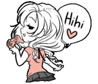 🙋 Hihi Anime, Carino, Gamer, Videogioco, Controller, Ragazza whatsapp sticker