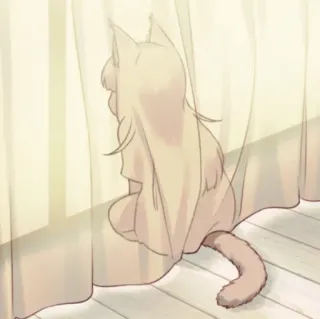 ▪️ Catgirl, Anime, Orelhas de gato, Kemonomimi, Solitário/a, Janela telegram sticker