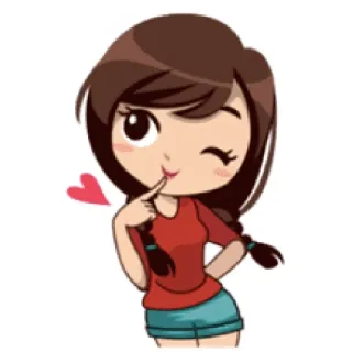 🌻 cute, cartoon, girl, sticker, heart, wink telegram sticker