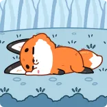 🫠 volpe, animale, cartone animato, carino, assonnato, arancione, sdraiato telegram sticker