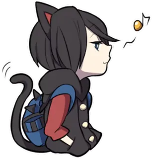 🎶 Katzenohren, Anime Stil, Rucksack, Note, süß, Cartoonfigur telegram sticker