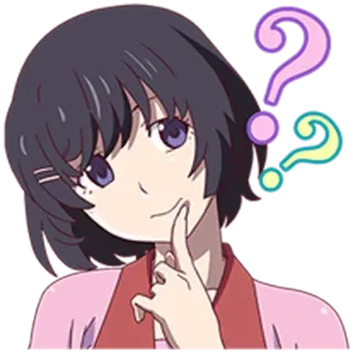 ❓ 动漫, 问题, 思考, 角色, 紫色, 黄色, 卡通 telegram sticker