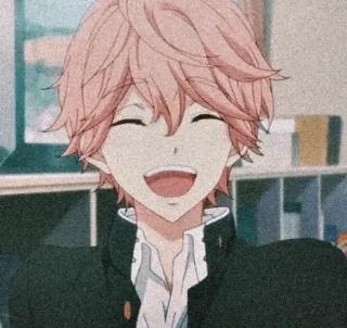 🩸 anime, manga, tersenyum, rambut merah muda, seragam sekolah, imut, kartun telegram sticker