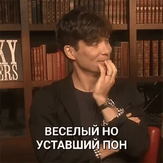 😉 ВЕСЕЛЫЙ НО УСТАВШИЙ ПОН ผู้ชาย, ภาพเหมือน, ข้อความรัสเซีย, ตลก, เหนื่อย, ร่าเริง telegram sticker