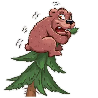😨 urso, árvore, assustado, animal, desenho animado, vida selvagem, escalada telegram sticker