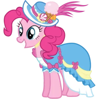 😄 Pinkie Pie My Little Pony pinkie pie, my little pony, мультфильм, платье, шляпа, пони telegram sticker
