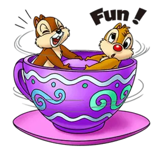 😌 Chip and Dale Fun! Cip, Ciop, Disney, Cartone animato, Tazza da tè, Divertente, Chipmunks telegram sticker