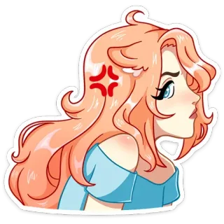 🤭 cartoon, anime, girl, angry, expression, sticker whatsapp sticker