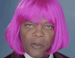 😐 Samuel L. Jackson, peruca rosa, ator, retrato, celebridade, homem telegram sticker
