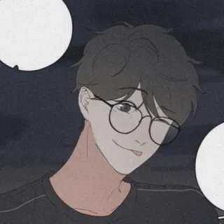 💱 Chłopak anime, Okulary, Postać z kreskówki, Ilustracja, Sztuka cyfrowa telegram sticker