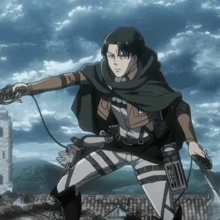 🗿 Levi Ackerman Attack on Titan Anime, Atak Tytanów, Levi, Levi Ackerman, Żołnierz, Broń, Manga telegram sticker