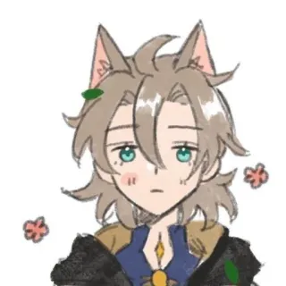 😸 Albedo Genshin Impact Anime, Genshin Impact, Albedo, Orelhas de gato, Fanart whatsapp sticker