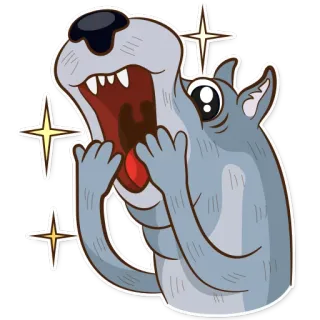 🦄 lobo, desenho animado, animal, adesivo, fofo, bocejo telegram sticker