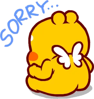 😖 SORRY... ขอโทษ, น่ารัก, การ์ตูน, เสียใจ, ให้อภัย, ตัวละคร, ปีก telegram sticker