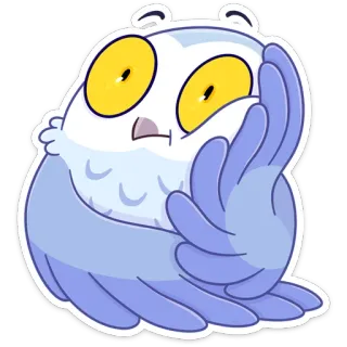 😳 búho, dibujos animados, lindo, pájaro, animal, pegatina whatsapp sticker