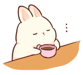😶 rabbit, bunny, coffee, cute, cartoon, animal, kawaii telegram sticker