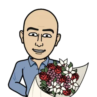 💐 Avatar, Bitmoji, Homem, Flores, Buquê, Saudação telegram sticker