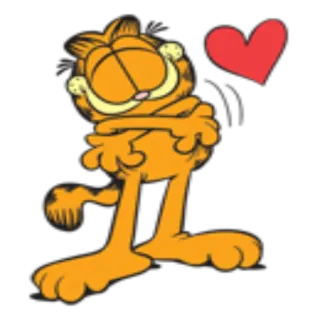 😍 Garfield kot, kreskówka, pomarańczowy, serce, miłość, słodki, Garfield telegram sticker