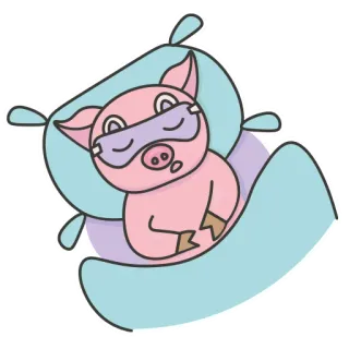 💤 cerdo, animal, dormir, durmiendo, lindo, dibujos animados, almohada, cama whatsapp sticker