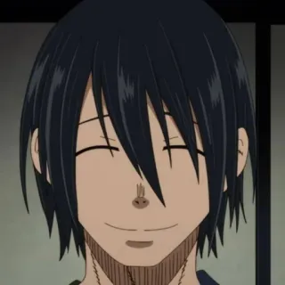 ⭕️ Anime, Sorriso, Uomo, Felice, Capelli neri, Personaggio telegram sticker
