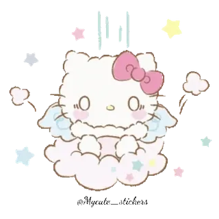🐱 Hello Kitty Hello Kitty, angel, kawaii, cloud, cute, sticker whatsapp sticker