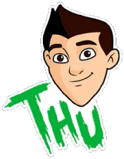 🥺 THU autocollant, dessin animé, portrait, vert, lettres whatsapp sticker