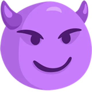 😈 Emoji, Diabeł, Fioletowy, Rogi, Kreskówka, Zły, Uroczy telegram sticker
