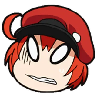 🩸 Anime, Cells at Work, Rote Blutzelle, Charakter, Ausdruck, Cartoon whatsapp sticker