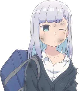 🤕 Anime Mädchen, Schulmädchen, süß, Cartoon, Schüler, Rucksack telegram sticker