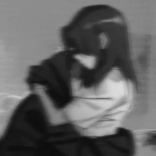 🖤 动漫, 悲伤, 孤独, 艺术, 黑白, 女孩 telegram sticker