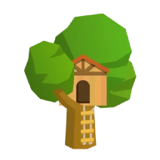 🌳 boomhut, boom, huis, natuur, klimmen, ladder, jeugd telegram sticker