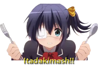 🍴 Itadakimash!! Anime, Mädchen, Essen, Itadakimasu, Essen, Danke, Süß telegram sticker