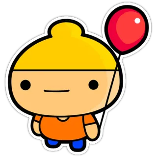😐 Dessin animé, Personnage, Mignon, Autocollant, Ballon, Kawaii telegram sticker
