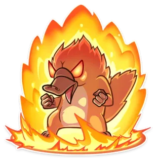 😡 platypus, cartoon, animal, cute, angry, fire, orange telegram sticker